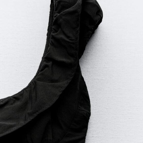 ZARA BLACK RUFFLED CROP TOP - Picture 9 of 10